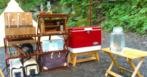 【キャンプギアDIY】自作ギアを作ってキッチン周りをすっきり見せよう!「簡単ラック、食器BOX編」