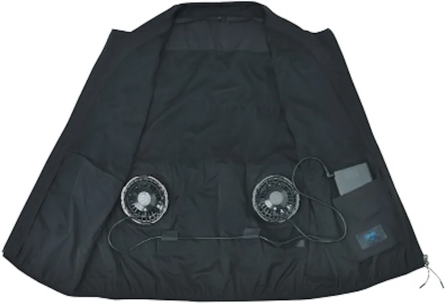 TIGORA ファン付きベスト ブラック FAN16D2AP 税別24,990円、黒を基調とした空調服「ファンベスト」をアルペン