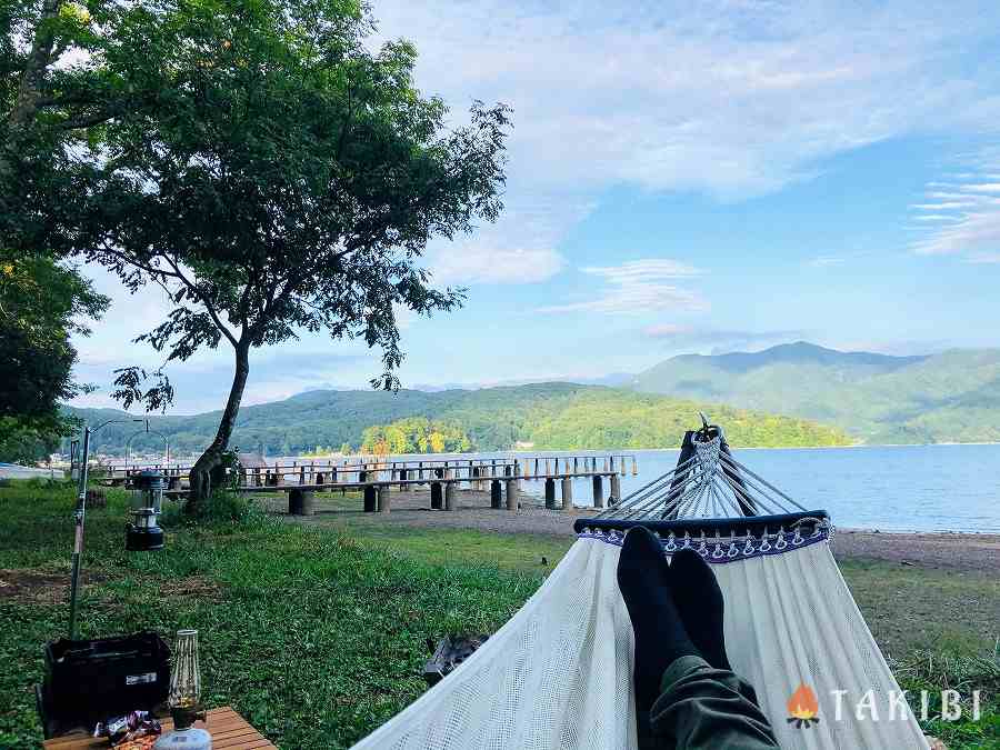 長野県,湖楽園キャンプ場,サイトからの景色（湖）