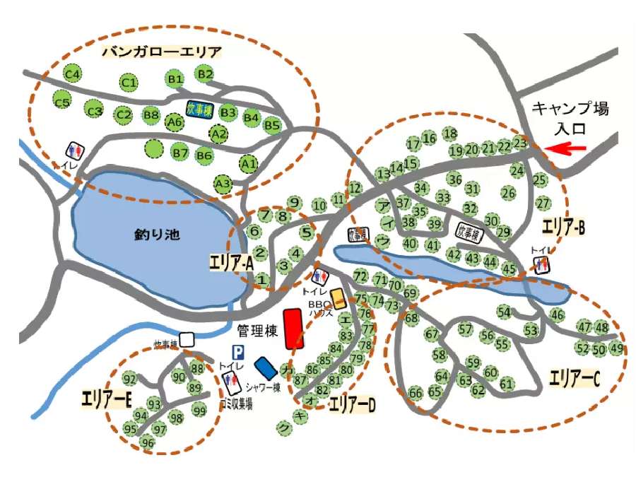 高ソメキャンプ場マップ