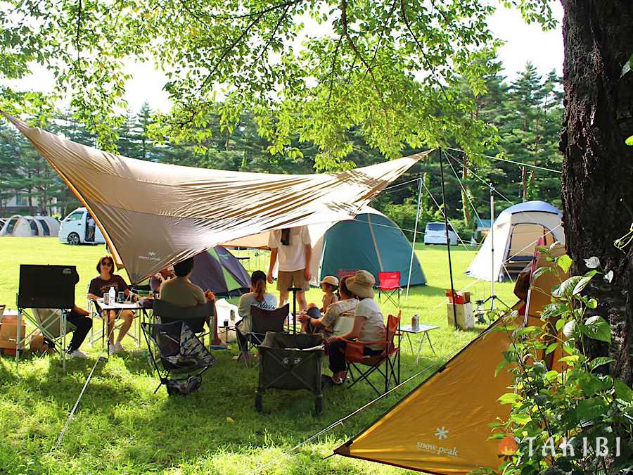 涼しく過ごそう！夏キャンプの暑さ対策,タープの下にテントを張る