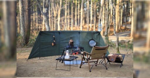 2~3人で焚き火を囲める!クイックキャンプから【焚火陣幕 焔-homura-】のワイドバージョン【焚…